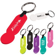 Novelty good quality favorable price custom free sample portable mini cute pvc plastic keyring coin lock for shopping trolley